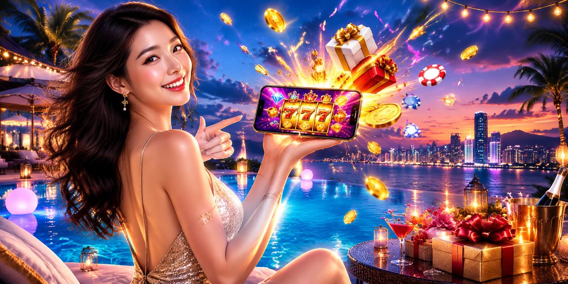 Người dùng chơi slot game trên bãi biển Nha Trang qua vi68
